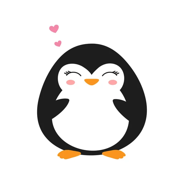 Cartoon penguin isolated, cute valentine card with animal — 스톡 벡터