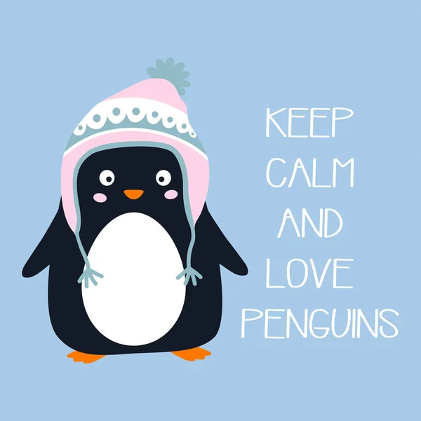 Kreskówki pingwin izolowane, cute karty ze zwierzęciem, dzień świadomości pingwina — Wektor stockowy