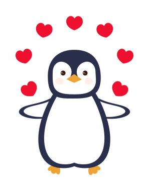 Sevimli penguenli tebrik kartı, Sevgililer Günü