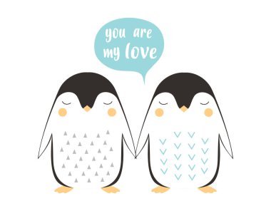 Beyaz sevgililer gününde izole edilmiş sevimli penguen.