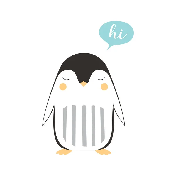 Pinguim bonito isolado em branco — Vetor de Stock