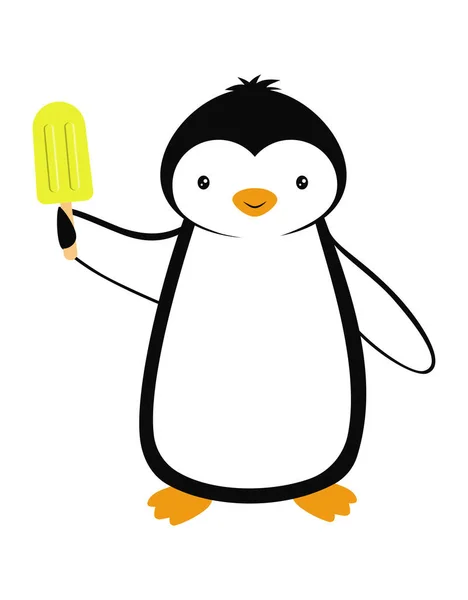 Cartão dos desenhos animados com pinguim. Verão com pinguim — Vetor de Stock
