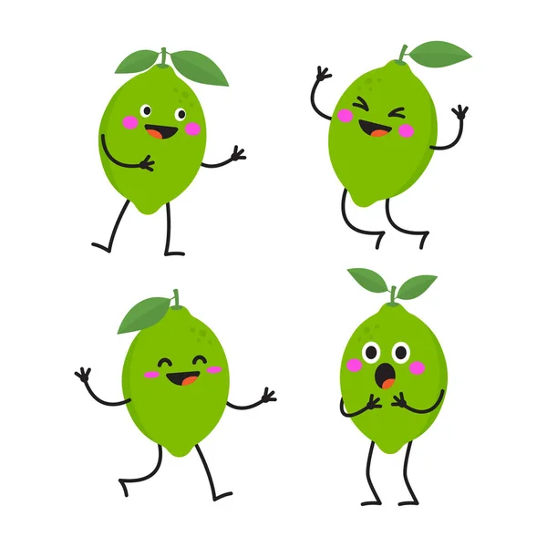 Humour mignon caractère citron vert vecteur isolé . — Image vectorielle