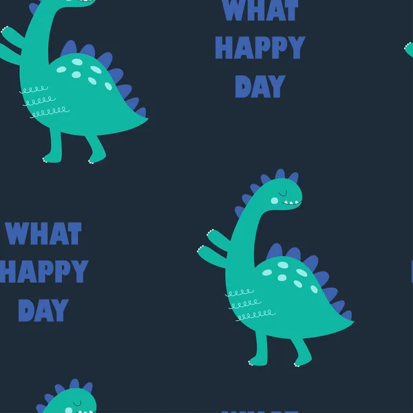 Dessin animé motif sans couture avec des dinosaures — Image vectorielle