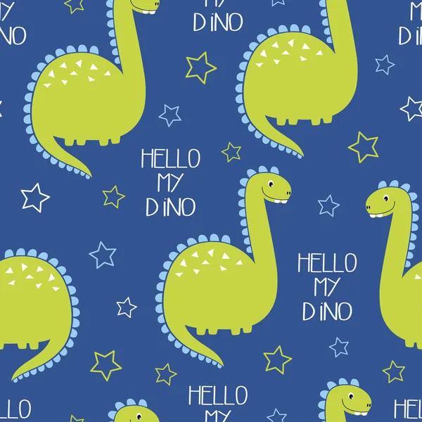 Dessin animé motif sans couture avec des dinosaures — Image vectorielle