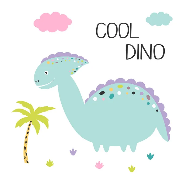 Mignon drôle dinosaure isolé — Image vectorielle