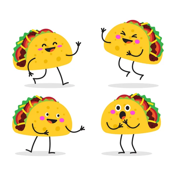 Taco. Cute fast food vector character set. — Stock vektor