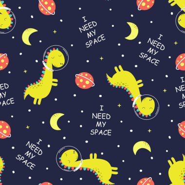 space dinosaur pattern