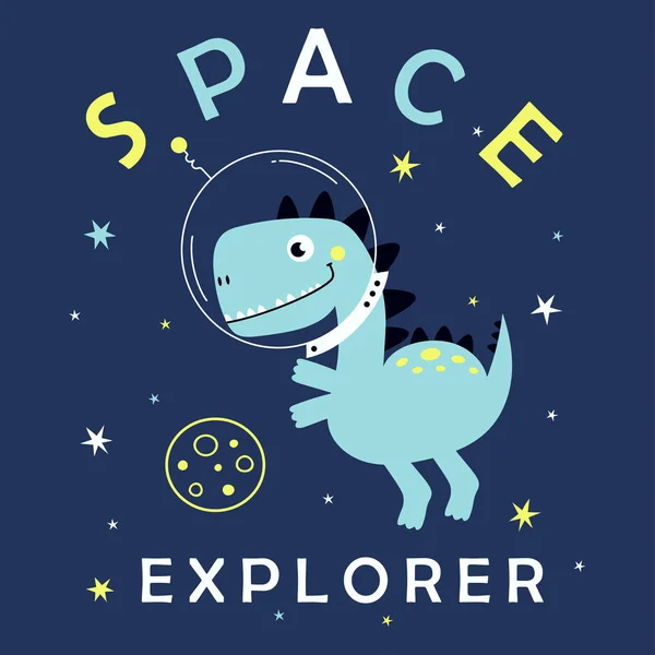 Cute dinosaur space — Stok Vektör