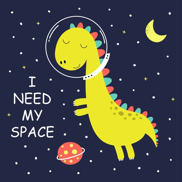 Cute dinosaur space — 图库矢量图片