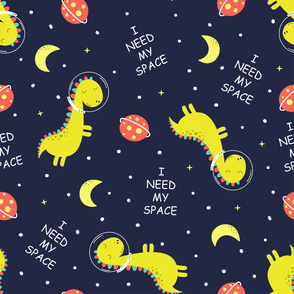 Space dinosaur pattern — Stock vektor