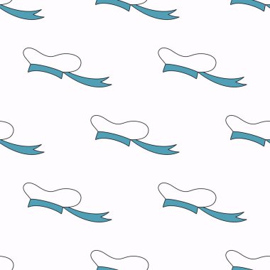 Beyaz arka planda, düz İskandinav tarzı, vektör illüstrasyonunda izole edilmiş deniz başlıklı kusursuz desen.