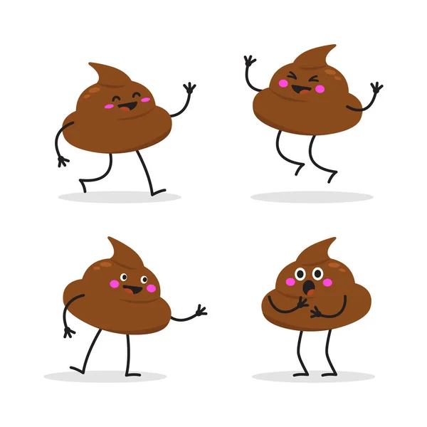 Cute happy smiling poop character. Poop, shit character. Vector illustration. Isolated on white background.