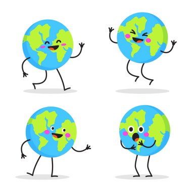 Duyguları ve karakterleri olan sevimli bir çizgi film. Beyaz arkaplanda izole edilmiş vektör illüstrasyonu.