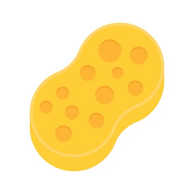 Banyo süngeri. Mutfak eşyaları temizleme yastıkları yassı ikon çizim vektör çizimi, donanım yıkama için sünger.