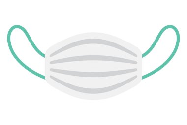 Virüs ve tozu önlemek için tıbbi solunum maskesi. Vektör İllüstrasyonu beyaz arkaplanda izole edildi