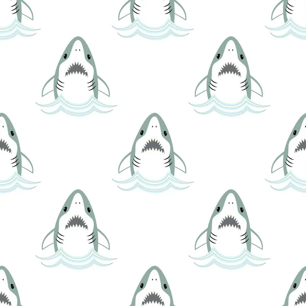 바탕에 귀여운 상어의 물갈퀴없는 동물해 아이들 포스터를 형태로 — 스톡 벡터