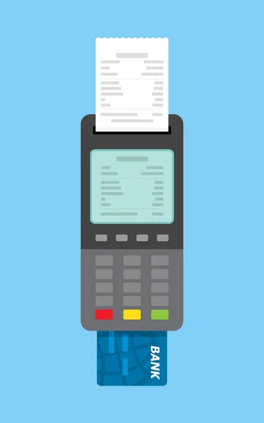 Pos Terminal Icoon Platte Stijl Betaling Met Kassasystemen Voor Creditcards — Stockvector