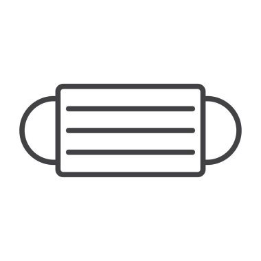 Tıbbi koruyucu maske. Tek kullanımlık yüz maskesi ağız ve burnu kapatır. Vektör illüstrasyonu beyaz arkaplanda izole edildi