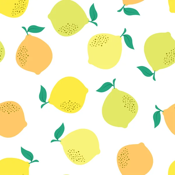 Padrão Sem Costura Com Frutas Cítricas Dos Desenhos Animados Ilustração —  Vetores de Stock