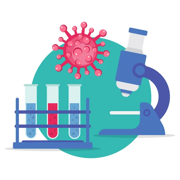 Forschungslabor Medizinische Forschung Virus Bakterien Weltepidemie Vektor Illustration — Stockvektor