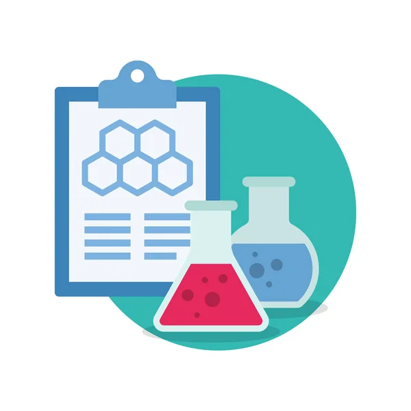 化学实验室设备 烧杯和配方 化学和科学的象征 矢量说明 — 图库矢量图片