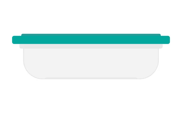 Коробка Обедом Пластиковый Контейнер Голубой Крышкой Векторная Иллюстрация Выделенная Белом — стоковый вектор