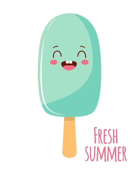 Tarjeta Verano Con Lindo Helado Color Letras Aisladas Sobre Fondo — Archivo Imágenes Vectoriales