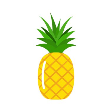 Tropik meyve ananas ikonu. Beyaz arkaplanda izole edilmiş vektör illüstrasyonu