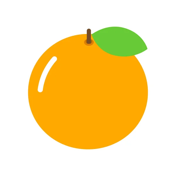 Fruit Orange Feuilles Vertes Illustration Vectorielle Isolée Sur Fond Blanc — Image vectorielle