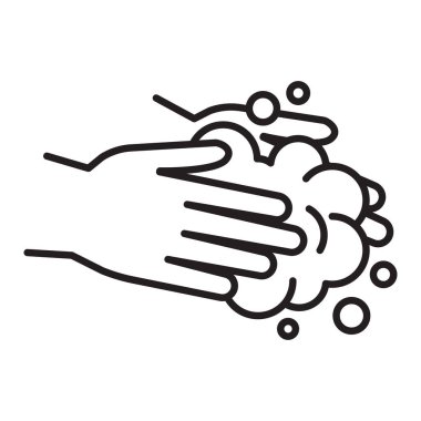 Ellerin sabunla yıkanıyor. Hijyen sembolü ve sağlık sigortası. Vektör Resimleri, beyaz arkaplanda izole et.