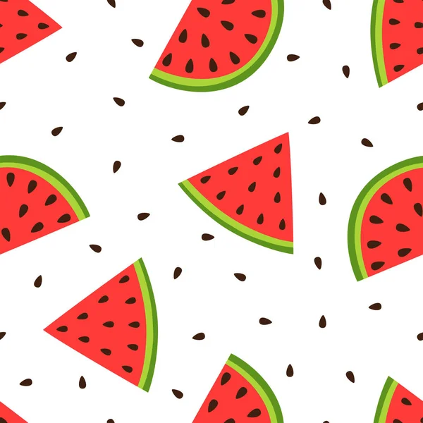 Sömlös Bakgrund Med Vattenmelon Skivor Vektor Illustration Frukt Mönster Bär — Stock vektor