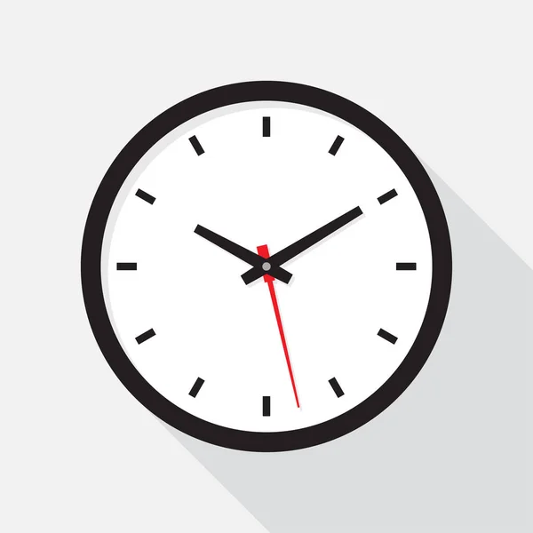 Icono Del Reloj Diseño Plano Reloj Oficina Con Sombra Sobre — Vector de stock