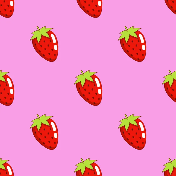딸기가 패턴은 배경에 분리되어 귀여운 프린트가 포장지 직물등에 적합하다 — 스톡 벡터