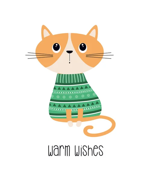 Carte De Voeux Chaleureux Avec Chat Decembre Contexte Stock Photo