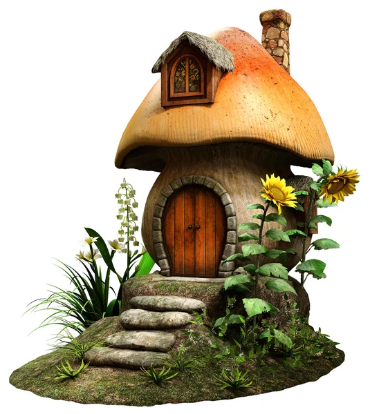 Fada cogumelo casa ilustração 3D — Fotografia de Stock