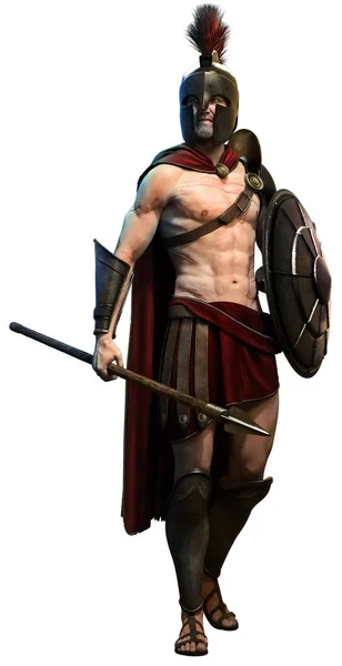 Spartalı savaşçı 3d çizim — Stok fotoğraf