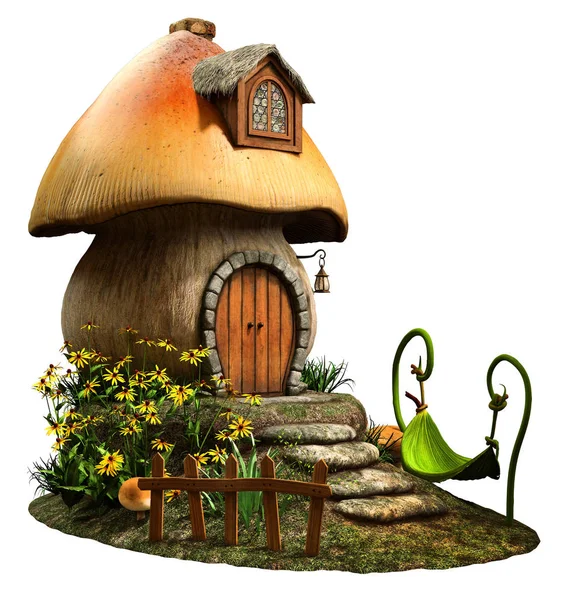 Maison de champignons fées Illustration 3D — Photo