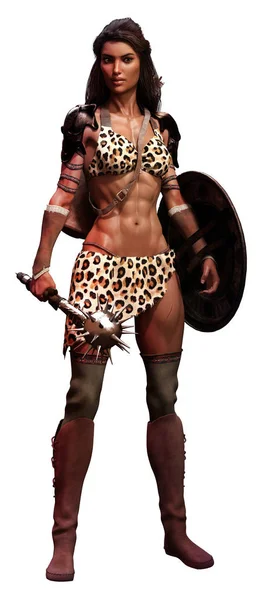 Fantasía Amazon guerrero Ilustración 3D —  Fotos de Stock