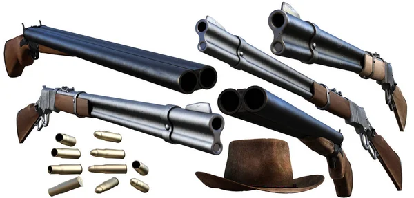 Cowboy guns 3D illustration — Stock Photo, Image