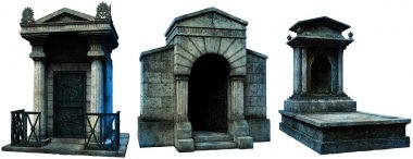 Crypts and gravestone 3D illustration clipart