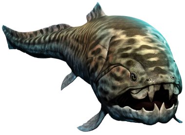 Devoniyen dönemde 3d çizim üzerinden Dunkleosteus