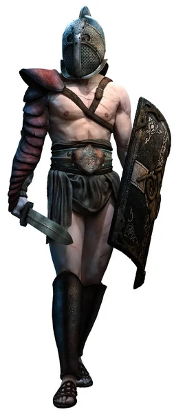 Gladiador Con Escudo Espada Ilustración — Foto de Stock