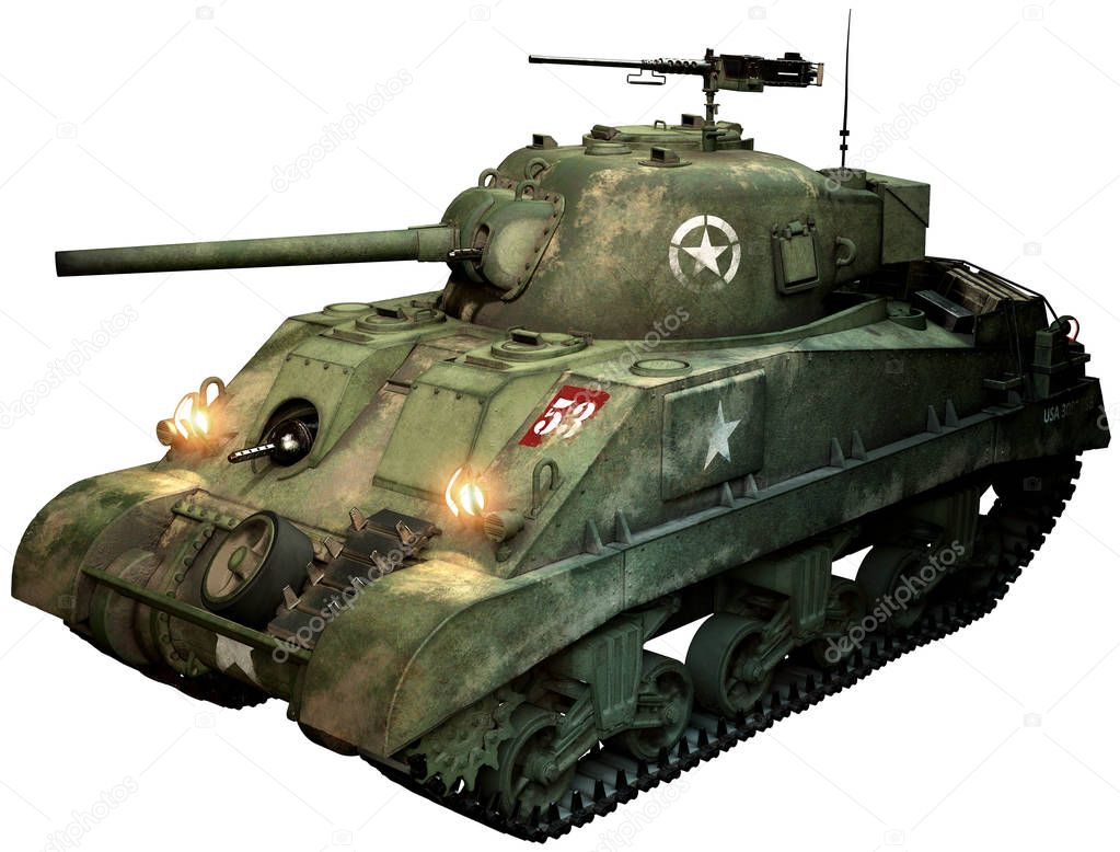 Sherman tank 3D illustration