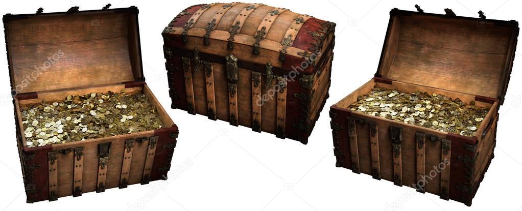 Treasure chests 3D illustration