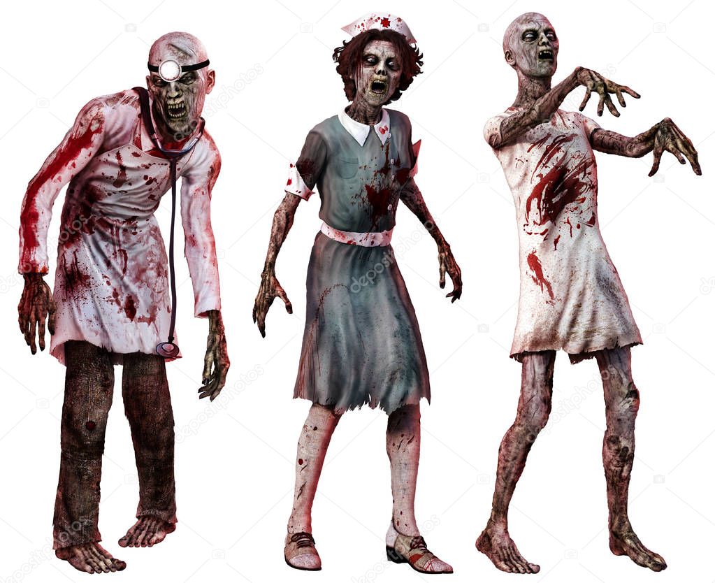 Zombies in hospital clothes