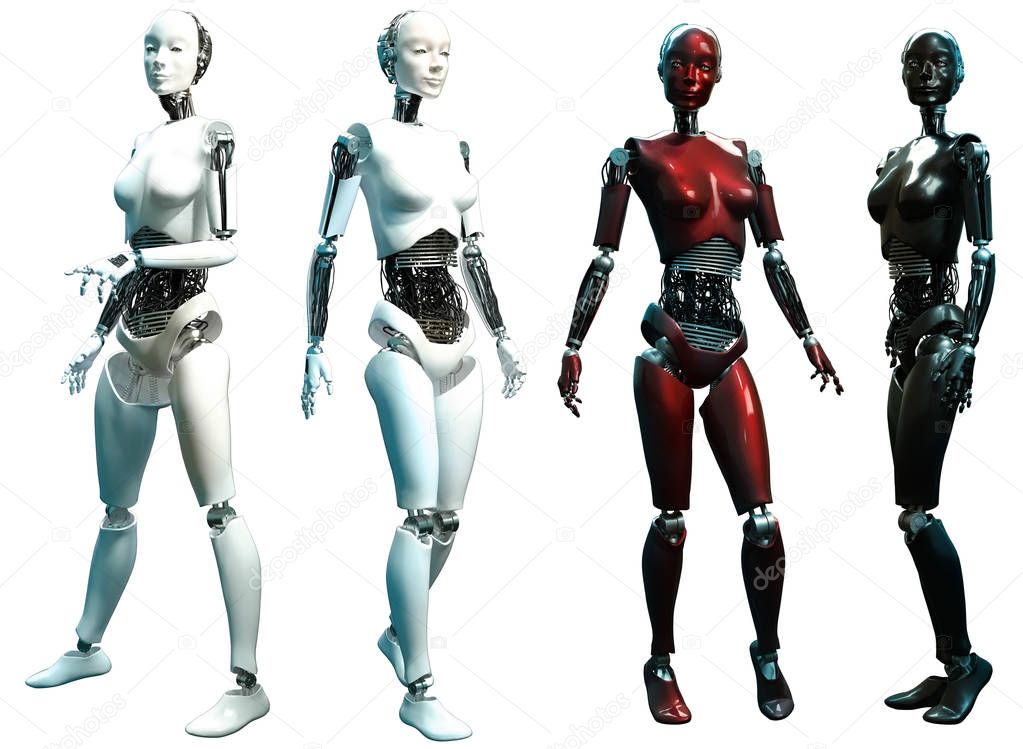 Female androids 3D illustration