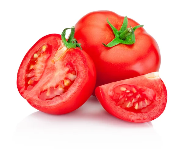 Dojrzałe czerwone pomidory izolowane na białym tle — Zdjęcie stockowe