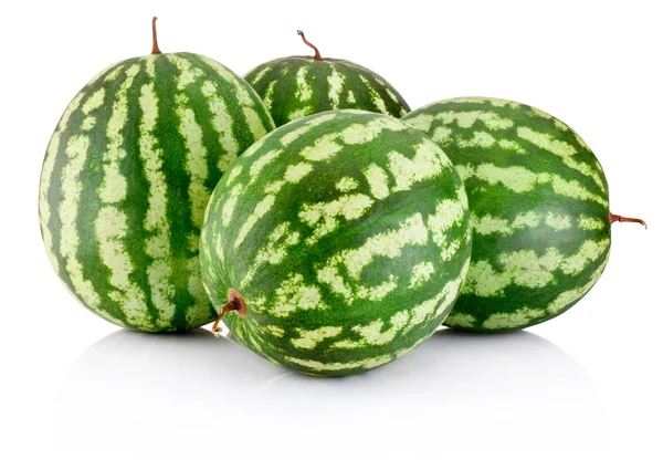 Vier rijpe watermeloenen berry geïsoleerd op witte achtergrond — Stockfoto