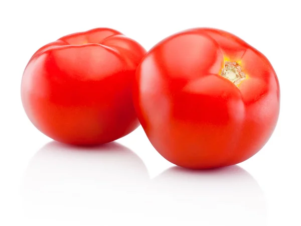Due pomodori rossi isolati su fondo bianco — Foto Stock